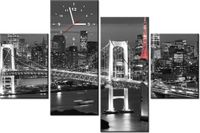 120CM 80CM ZEGAR 4 ELEM TOKYO MOST TĘCZOWY OBRAZ ŚCIENNY
