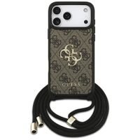 Etui Guess 4G Big Logo Cord Stap Crossbody do iPhone 17 Pro Max brązowy