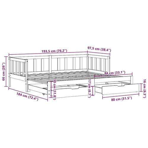 Sofa rozsuwana z szufladami, bez materaca, 90x190 cm na Arena.pl