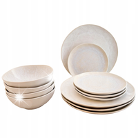 SERWIS OBIADOWY NA 4 OSOBY 12 el. beżowy ceramiczny do zmywarki talerze
