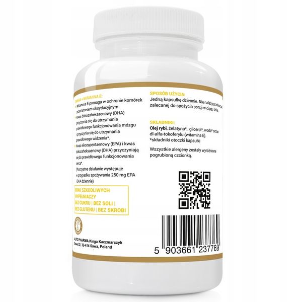 OMEGA 3 Forte 1000mg + WIT. E Olej Rybi 330 EPA 220 DHA KWASY Fish 90 kap zdjęcie 2