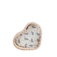 DECOR WIKLINOWA TACA W KSZTAŁCIE SERCA W KOLORZE beżowym Z PODUSZKĄ 38X28 H12 CM
