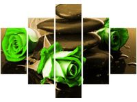 70 100CM OBRAZ 5 ELEM WENGE LIMONKA DRUK PŁÓTNO