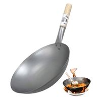 Wok ze stali węglowej z okrągłym dnem śr. 33cm drewniana raczka Jade Temple