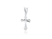 DELIKATNY RODOWANY SREBRNY KRZYŻ DIAMENTOWANY WZÓR