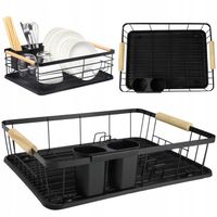 SUSZARKA DO NACZYŃ OCIEKACZ NA TALERZE STOJĄCY + POJEMNIK NA SZCZTUĆCE TACA