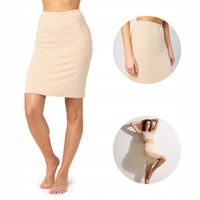 Półhalka pod sukienkę gładka spódnica z wiskozy MS10-204 Beżowy L