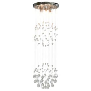Lampa sufitowa z kryształkami i koralikami, srebrna, kula, 3xG9