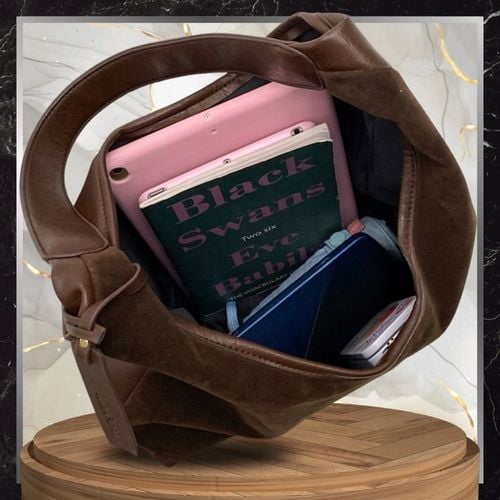 Torebka Damska Zamszowa BAD&BAGS Na Ramię Torba Pojemna Brązowa Elegancka na Arena.pl