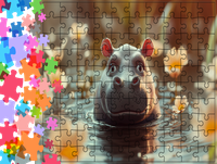Puzzle tradycyjne Zwierzęta - Hipopotam