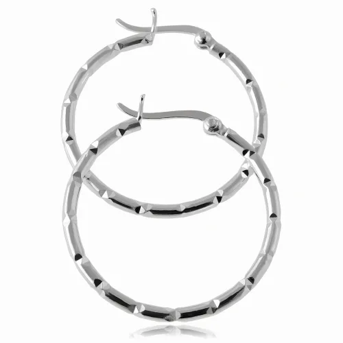 ELEGANCKIE SREBRNE KOLCZYKI KOŁA KÓŁKA KÓŁECZKA 3CM DIAMENTOWANY WZÓR na Arena.pl