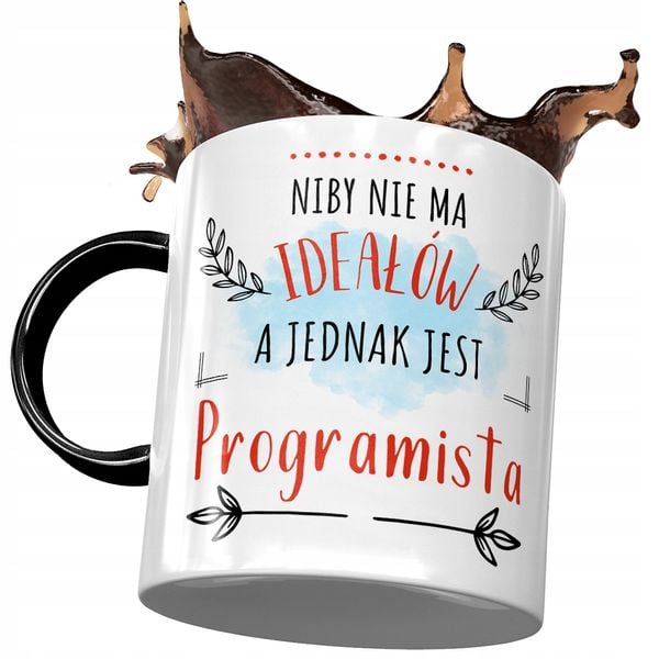 Kubek Czarny Programisty Niby Nie Ma Ideałów Z Nadrukiem Ze Zdjęciem zdjęcie 1