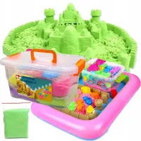 DUŻY ZESTAW PIASEK KINETYCZNY 4KG BASEN + FOREMKI + BOX