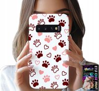 ETUI DO SAMSUNG GALAXY S10 - PSIE ŁAPKI NA BIAŁYM TLE, PIES, KOT, MIŚ