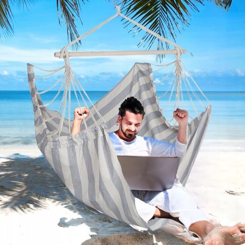 HAMAK FOTEL WISZĄCY OGRODOWY BRAZYLIJSKI BUJANY HUŚTAWKA KOKON SZARY na Arena.pl