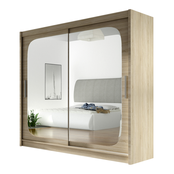 Szafa przesuwna Bega VIII z lustrem 180cm - pojemna garderoba - SONOMA zdjęcie 1
