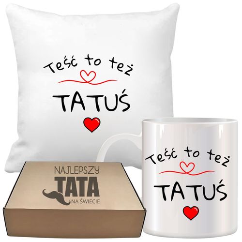 ZESTAW PODUSZKA I KUBEK ORYGINALNY PREZENT DLA TATY TEŚCIA DZIEŃ OJCA TATA na Arena.pl