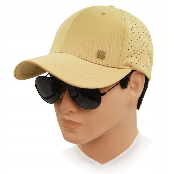 CZAPKA z Daszkiem Bejsbolówka Oddychająca Głęboka BEŻOWA Pako Jeans zdjęcie 4