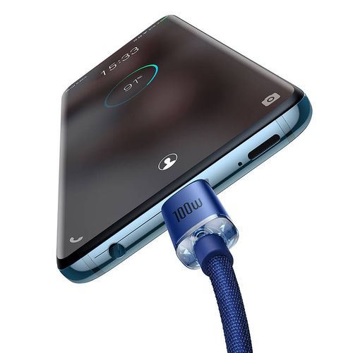kabel usb-c do usb-c baseus crystal shine, 100w, 2m (niebieski) na Arena.pl