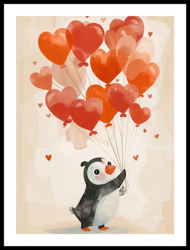 Plakat 40x55cm Pingwinek z Balonami na Arena.pl