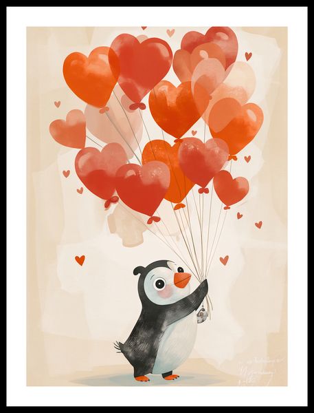 Plakat 40x55cm Pingwinek z Balonami zdjęcie 3