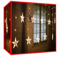 LAMPKI KURTYNA SWIETLNA LED Gwiazdki na okno 3,7m