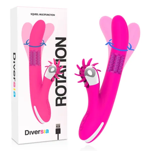 diversia bunny rotation 24 cm - model obrotowy silikonowy z ładowaniem usb na Arena.pl