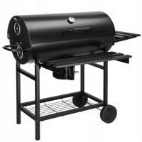 Grill węglowy 71 x 35 cm Beczka + Pokrywa Półki Ruszt Popielnik Termometr