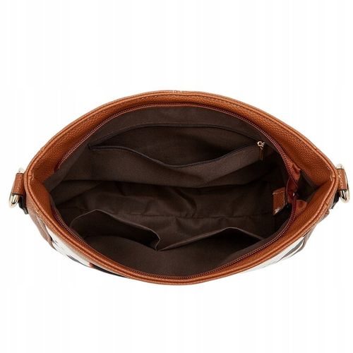 Torebka Damska BRĄZOWA Elegancka Pojemna na Ramię Pasek Brązowy na Arena.pl