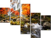 100 75CM OBRAZ 5 ELEM JESIENNY WODOSPAD ŚCIENNY