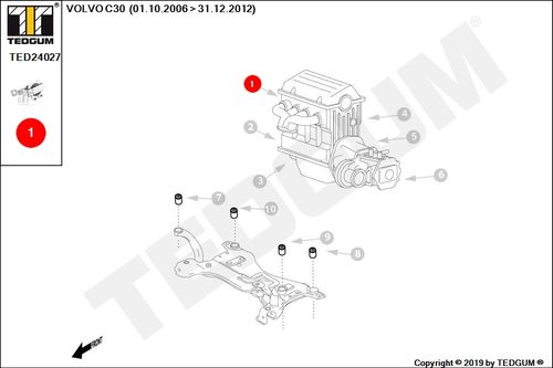 VOLVO C30 PODUSZKA SILNIKA PRAWA 06- na Arena.pl