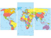 90X60CM OBRAZ MAPA ŚWIATA