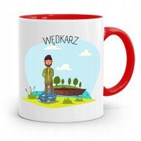 Kubek Czerwony Wędkarza Rybaka Prezent Z Nadrukiem Ze Zdjęciem