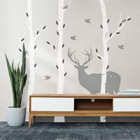 Naklejki Zestaw Brzozy i Jeleń HD037