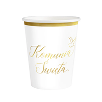 kubek papierowy Komunia Święta biało-złoty 220 ml 6 szt. 161715