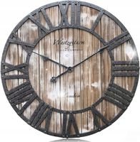 DUŻY DREWNIANY RUSTYKALNY ZEGAR ŚCIENNY WESTZYTTURM 60cm RETRO VINTAGE