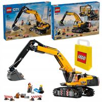 Lego City 60420 Żółta Koparka Pojazd Budowlany z Obracaną Kabiną 3 Figurki