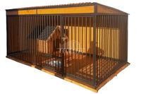 Kojec dla Psów 4x2m Drewniana Podłoga uchwyt na Miski Wiatrołap TS688