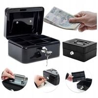 METALOWA KASETKA NA PIENIĄDZE KLUCZ BILON BANKNOTY SEJF SKARBONKA