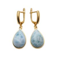 Kolczyki - Larimar łza w srebrze złoconym 3