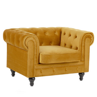 Fotel welurowy żółty CHESTERFIELD