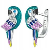 kolczyki srebrne papuga papużki papugi turkus turkusowe srebro 925