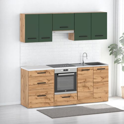 Kuchnia Mała Modułowa Z Blatem Pojemna 2.0m Wotan Butelkowa Zieleń Wotan na Arena.pl