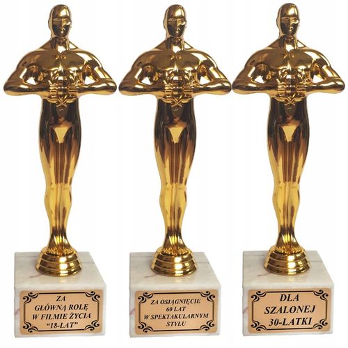 STATUETKA PREZENT 18 30 40 50 DOWOLNE URODZINY TWÓJ WŁASNY TEKST OSKAR na Arena.pl