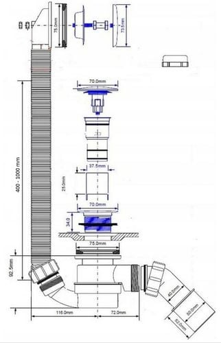 Syfon do wanny biały z korkiem klik-klak super HC2600CL-WH wannowy na Arena.pl