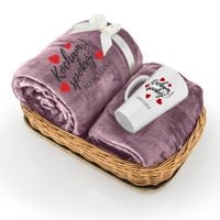 ZESTAW DUŻY CIEPŁY KOC 200 x 220 z haftem i KUBEK prezent dla niej