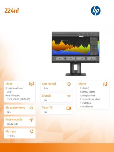 HP Inc. 23.8'' Z24nf Narrow Bezel Display          K7C00A4 na Arena.pl