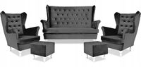 Zestaw wypoczynkowy mebli uszak Diana sofa fotele pufy  komplet