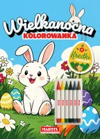 Wielkanocna kolorowanka z kredkami i naklejkami