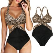 JEDNOCZĘŚCIOWY STRÓJ KĄPIELOWY MONOKINI TRIKINI WYCIĘCIA PANTERKA S